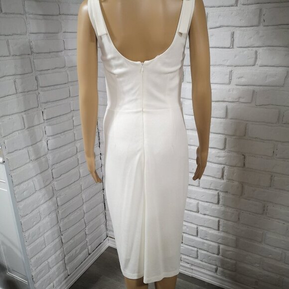 Venus Ladies Size Medium Off White w/ Lace Detail Lined Sleeveless Midi Dress - Picture 2 of 12